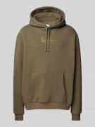 KARL KANI Hoodie mit Label-Stitching in Khaki, Größe L