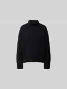 Closed Oversized Wollpullover in Strick-Optik in Black, Größe L