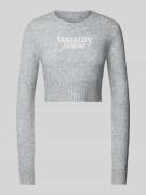 Tommy Jeans Cropped Strickpullover mit Label-Print in Mittelgrau, Größ...