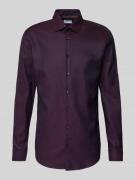 Jake*s Slim Fit Business-Hemd mit Kentkragen in Aubergine, Größe 37/38