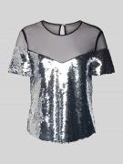 Marc Cain Regular Fit Bluse mit Paillettenbesatz in Silber, Größe 34