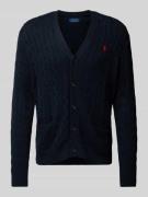 POLO RALPH LAUREN Cardigan mit Zopfmuster in Marine, Größe L