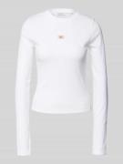 Calvin Klein Jeans Longsleeve mit geripptem Rundhalsausschnitt in Weis...