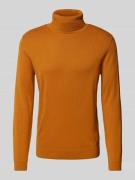 Tom Tailor Regular Fit Rollkragenpullover aus reiner Baumwolle mit Log...