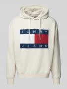 Tommy Jeans Hoodie mit Logo-Print in Beige Melange, Größe L