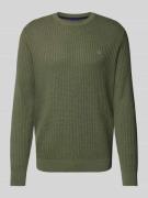 Christian Berg Men Strickpullover mit Logo-Stitching in Oliv Melange, ...