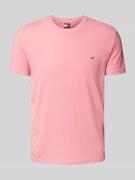 Tommy Jeans Slim Fit T-Shirt mit Logo-Stitching in Pink Melange, Größe...