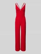 Lipsy Jumpsuit mit V-Ausschnitt in Rot, Größe 34