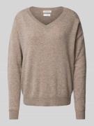 Christian Berg Woman Kaschmirpullover mit V-Ausschnitt in Taupe Melang...