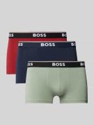 BOSS Trunks mit elastischem Label-Bund im 3er-Pack in Marine, Größe L