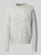 Christian Berg Woman Strickpullover mit Zopfmuster in Hellgrau Melange...