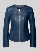 Cabrini Lederjacke mit Paspeltaschen in Blau, Größe 38