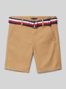 Tommy Hilfiger Teens Bermudas mit Stoffgürtel in Camel, Größe 128