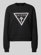 Guess Sweatshirt mit Label-Stitching Modell 'PYTHON' in BLACK, Größe L