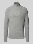 MCNEAL Strickpullover mit Woll-Anteil und Troyer-Kragen in Hellgrau Me...