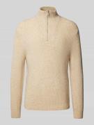 MCNEAL Strickpullover mit Woll-Anteil und Troyer-Kragen in Beige Melan...