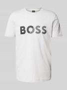 BOSS Green T-Shirt mit Label-Print in Hellgrau, Größe L