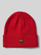 G-Star Raw Beanie mit Label-Patch Modell 'Effo' in Rot, Größe 1