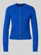 POLO RALPH LAUREN Wollcardigan mit Zopfmuster in Royal, Größe L