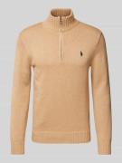 POLO RALPH LAUREN Strickpullover mit Troyer-Kragen in Camel, Größe L