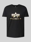 Alpha Industries T-Shirt mit Label-Print in Metallic Black Melange, Gr...