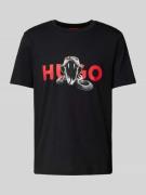 HUGO T-Shirt mit Label-Print Modell 'Deyladec' in Black, Größe L