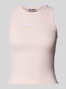 Review Tanktop mit gerippten Abschlüssen in Rose, Größe L