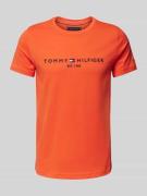 Tommy Hilfiger T-Shirt mit Label-Stitching in Orange, Größe L