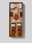 Prince Bowtie Fliege mit Hosenträgern im Set aus reiner Seide in Sand,...