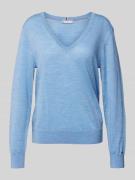 Tommy Hilfiger Strickpullover aus Wolle mit V-Ausschnitt in Hellblau, ...