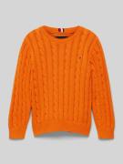 Tommy Hilfiger Kids Strickpullover mit gerippten Abschlüssen in Orange...