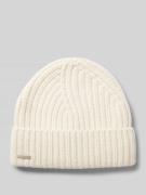 Seeberger Beanie mit Label-Detail in Offwhite, Größe 1