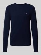 Tommy Hilfiger Wollpullover mit Logo-Stitching in Marine, Größe M