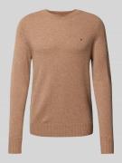 Tommy Hilfiger Wollpullover mit Logo-Stitching in Camel, Größe L