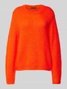 Oui Strickpullover mit gerippten Abschlüssen in Rot, Größe 40