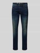 Petrol Slim Fit Jeans im 5-Pocket-Design in Rauchblau, Größe 30/32
