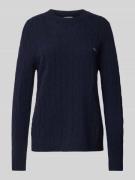 Gant Strickpullover mit Zopfmuster in Dunkelblau, Größe S