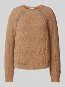 Liu Jo White Strickpullover mit Rundhalsausschnitt in Cognac, Größe L