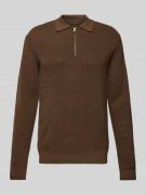 Jack & Jones Premium Strickpullover mit Polokragen in Dunkelbraun, Grö...