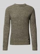 JOOP! Jeans Strickpullover mit Rundhalsausschnitt Modell 'Oro' in Oliv...