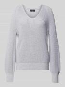 monari Strickpullover mit V-Ausschnitt in Mittelgrau Melange, Größe 36