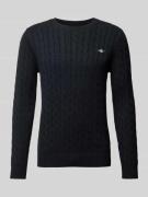 Gant Strickpullover mit Label-Stitching in Black, Größe 4XL