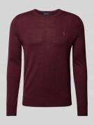 Polo Ralph Lauren Slim Fit Strickpullover aus reiner Wolle in Bordeaux...