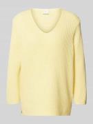 Kaffe Strickpullover mit V-Ausschnitt in Gelb, Größe M