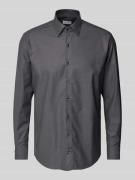 ETERNA Regular Fit Business-Hemd in Uni-Struktur in Black, Größe 39