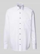 ETERNA Comfort Fit Businesshemd aus Uni Struktur in Weiss, Größe 45