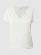 Marc O'Polo Denim T-Shirt mit abgerundetem V-Ausschnitt in Offwhite, G...