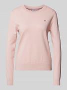 Tommy Hilfiger Strickpullover mit Logo-Stitching in Rosa, Größe L