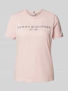 Tommy Hilfiger T-Shirt mit Label-Print in Rosa, Größe M
