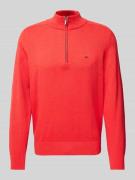 Fynch-Hatton Strickpullover mit Label-Stitching in Rot, Größe L